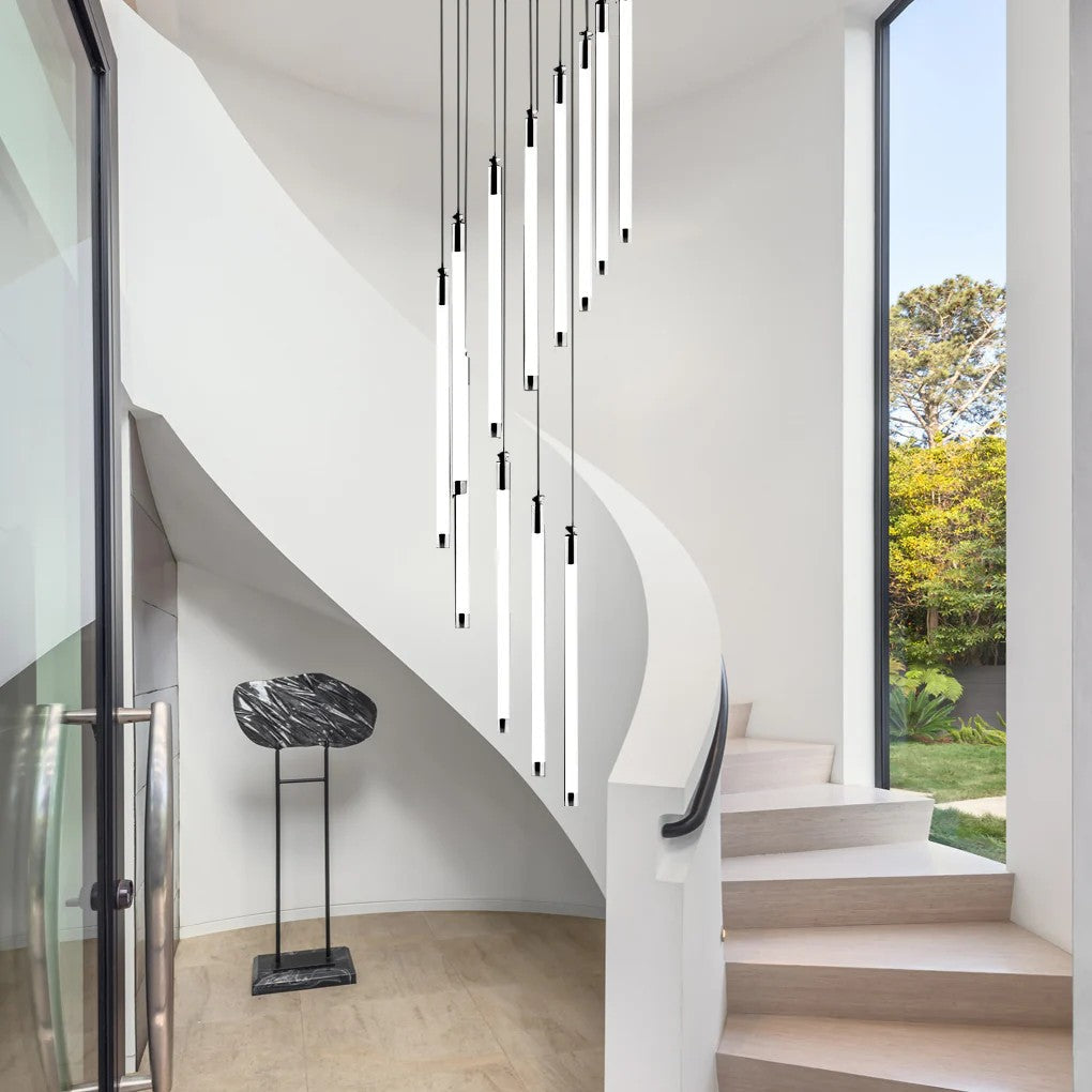 Contemporary Staircase Chandelier Spiral Tube Ceiling Light - XYlight