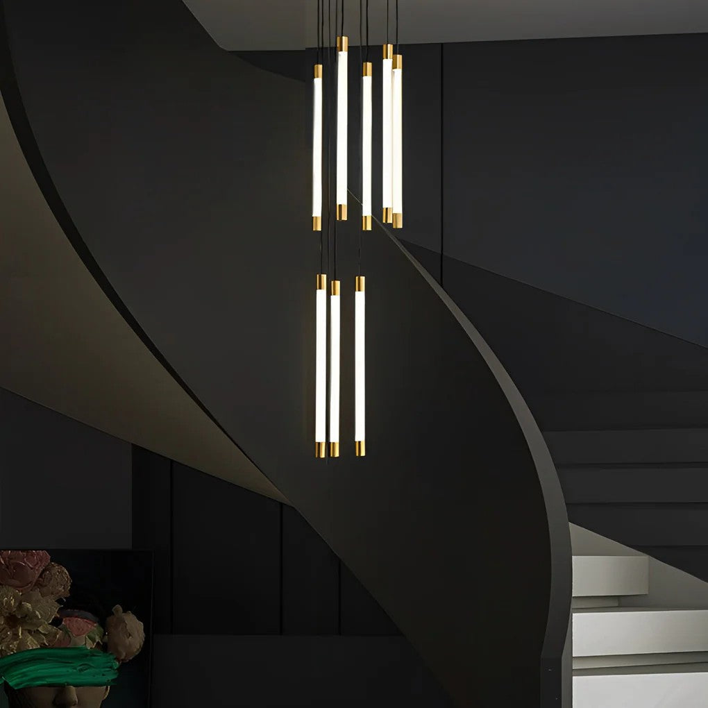 Contemporary Staircase Chandelier Spiral Tube Ceiling Light - XYlight