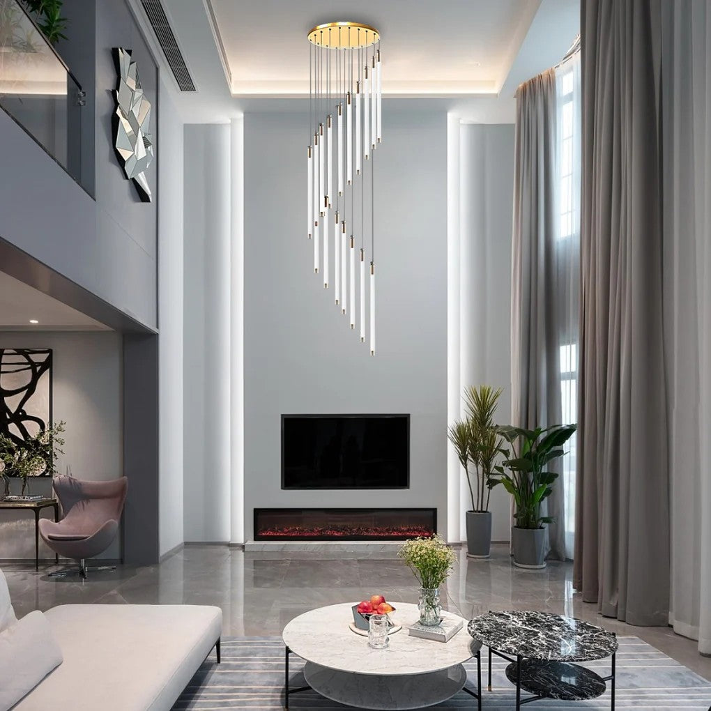 Contemporary Staircase Chandelier Spiral Tube Ceiling Light - XYlight