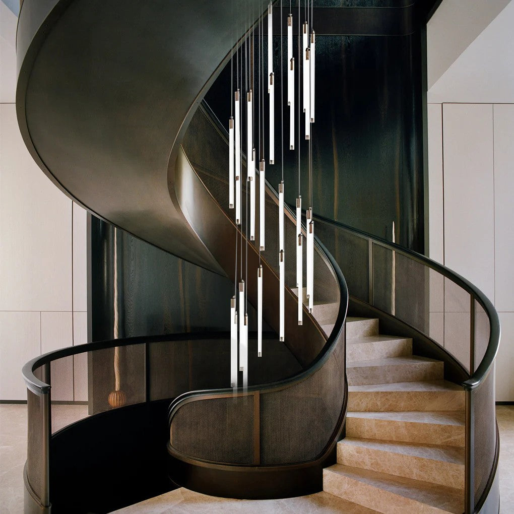Contemporary Staircase Chandelier Spiral Tube Ceiling Light - XYlight