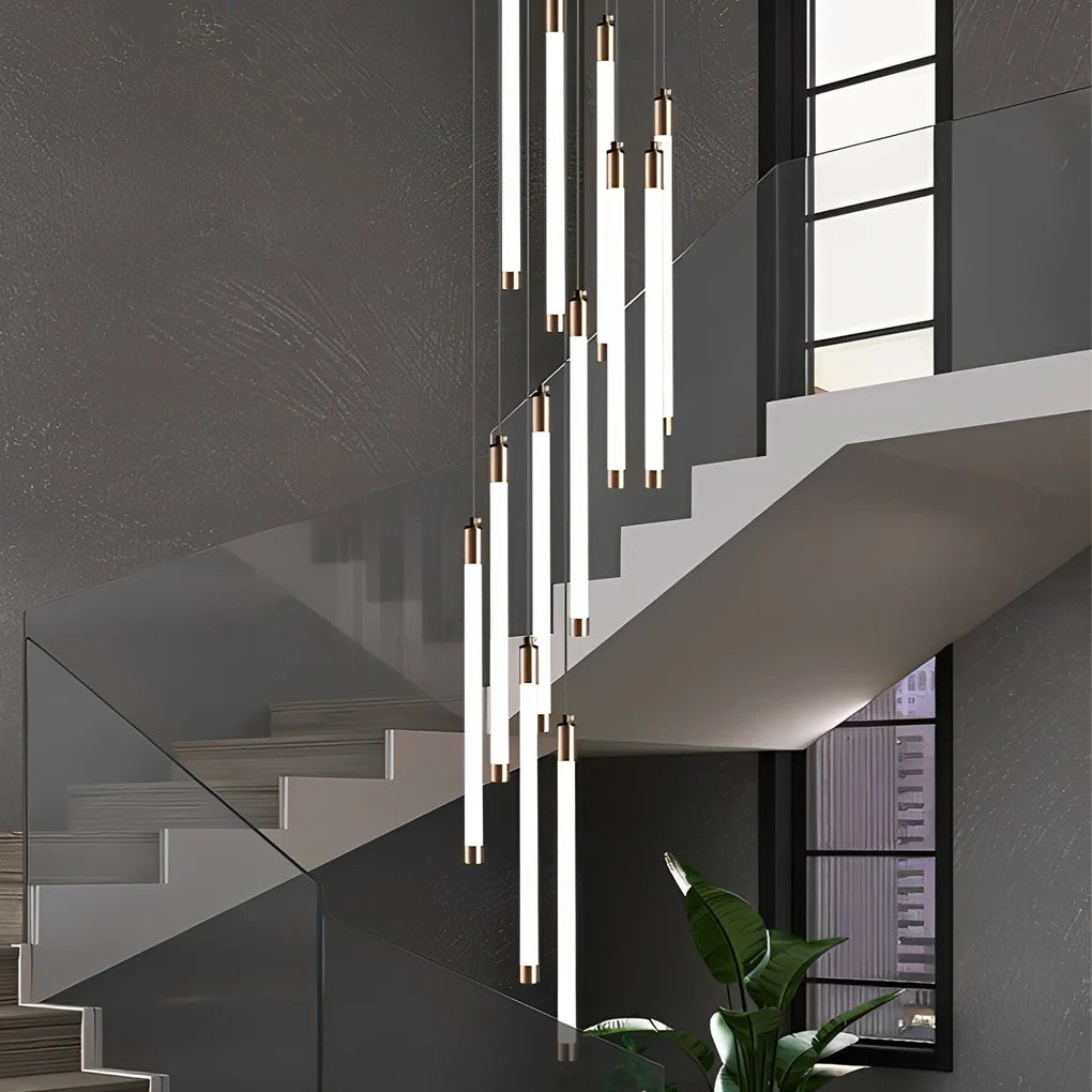 Contemporary Staircase Chandelier Spiral Tube Ceiling Light - XYlight