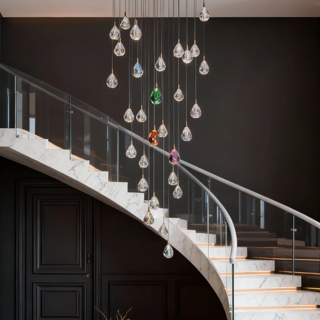 Crystal Chandelier for Staircase Luxury LED Ceiling Light - XYlight