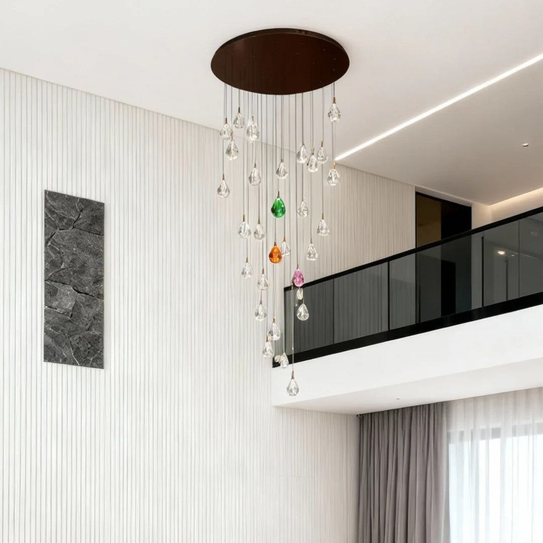 Crystal Chandelier for Staircase Luxury LED Ceiling Light - XYlight