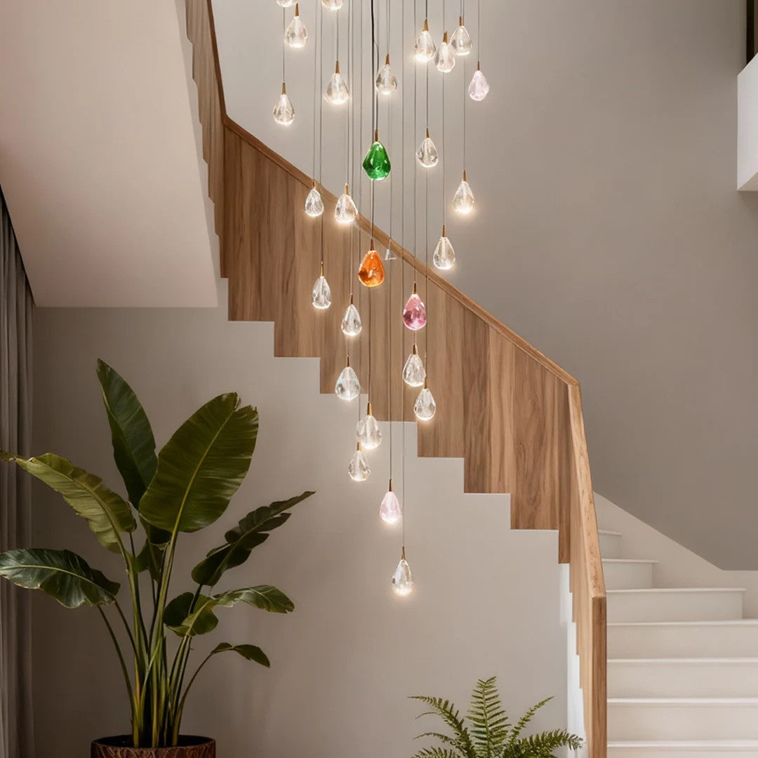 Crystal Chandelier for Staircase Luxury LED Ceiling Light - XYlight