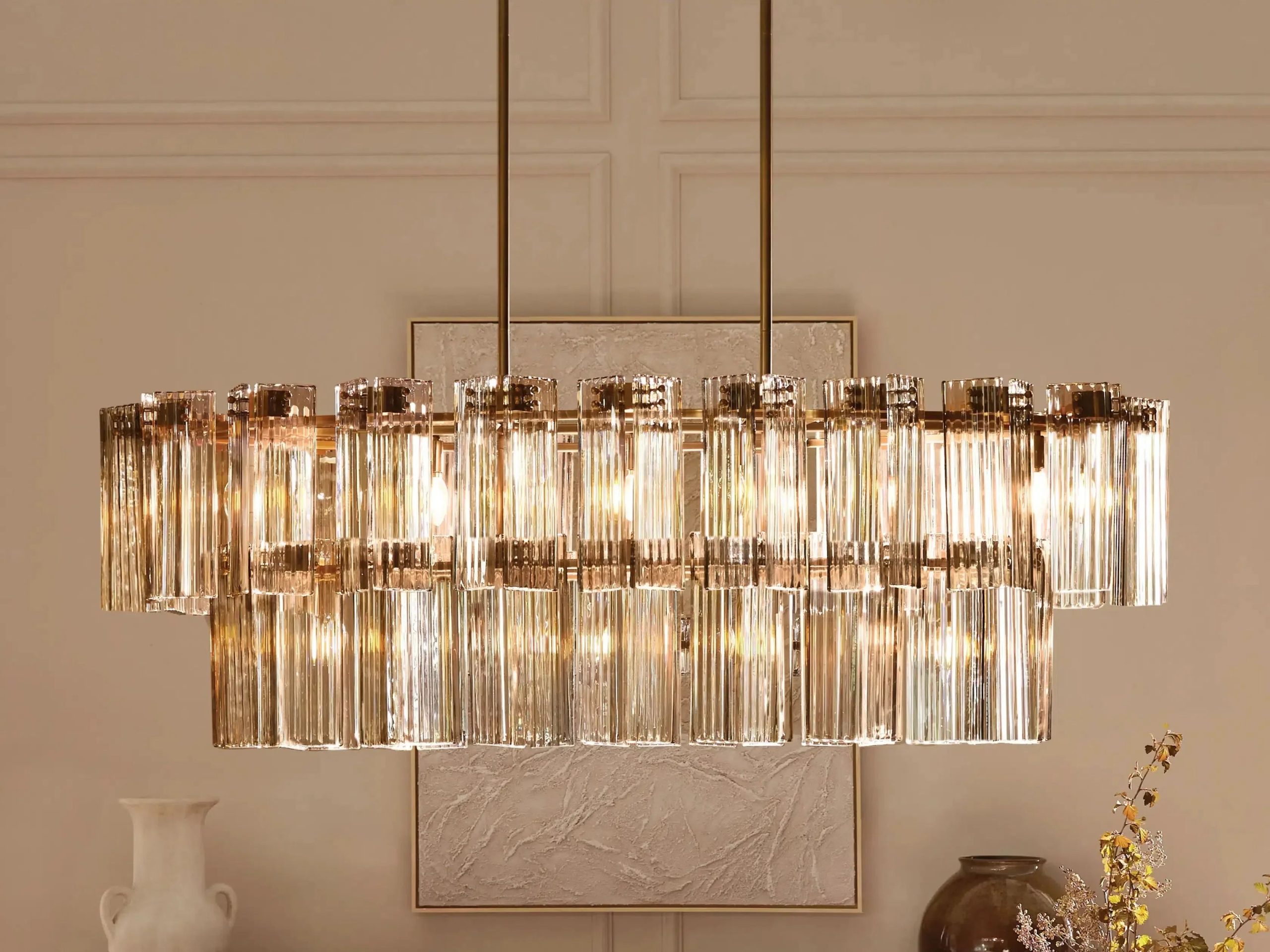 Delsie Oval Art Glass Chandelier 51''63''72'' - XYlight