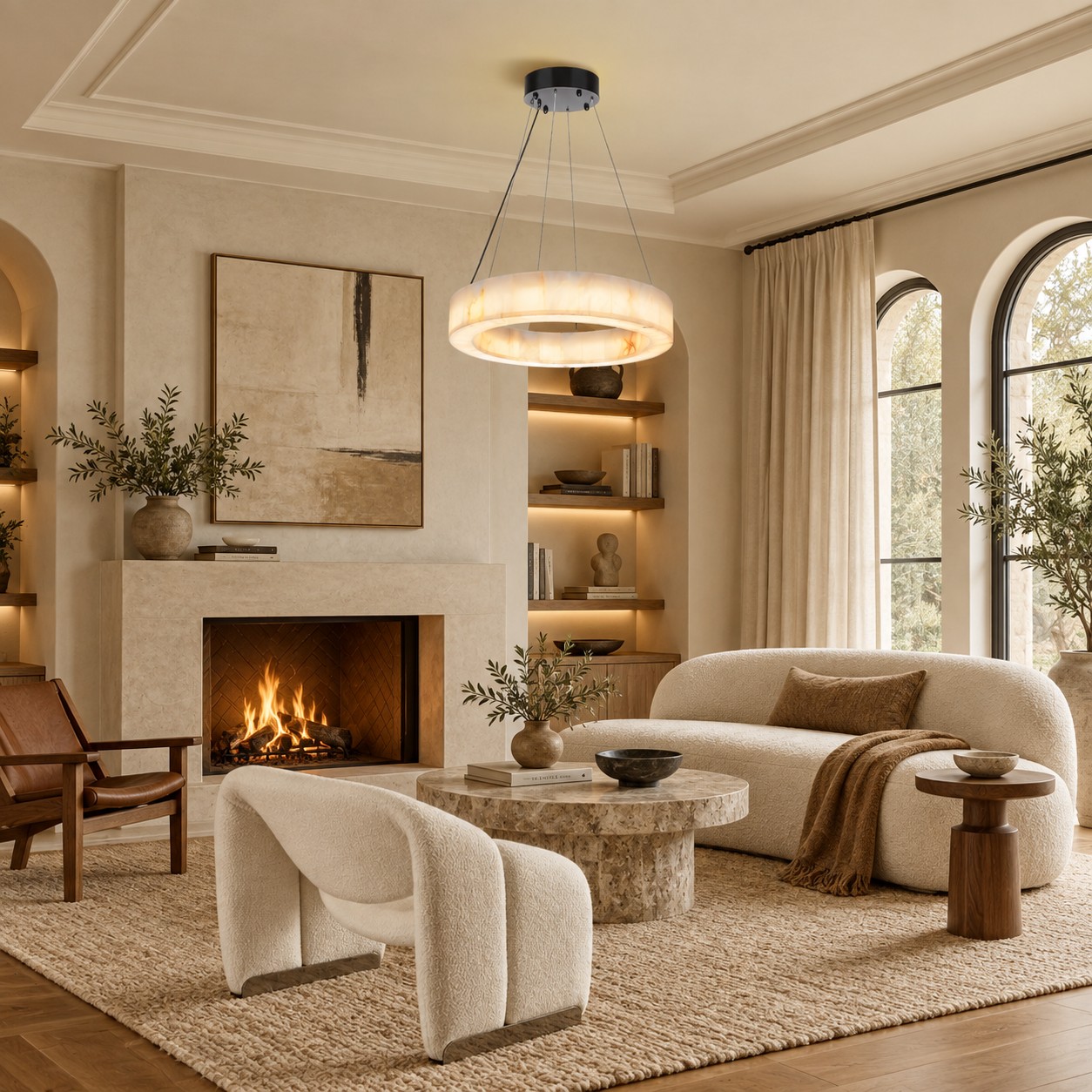 Erater Alabaster Halo Ring Chandelier - XYlight