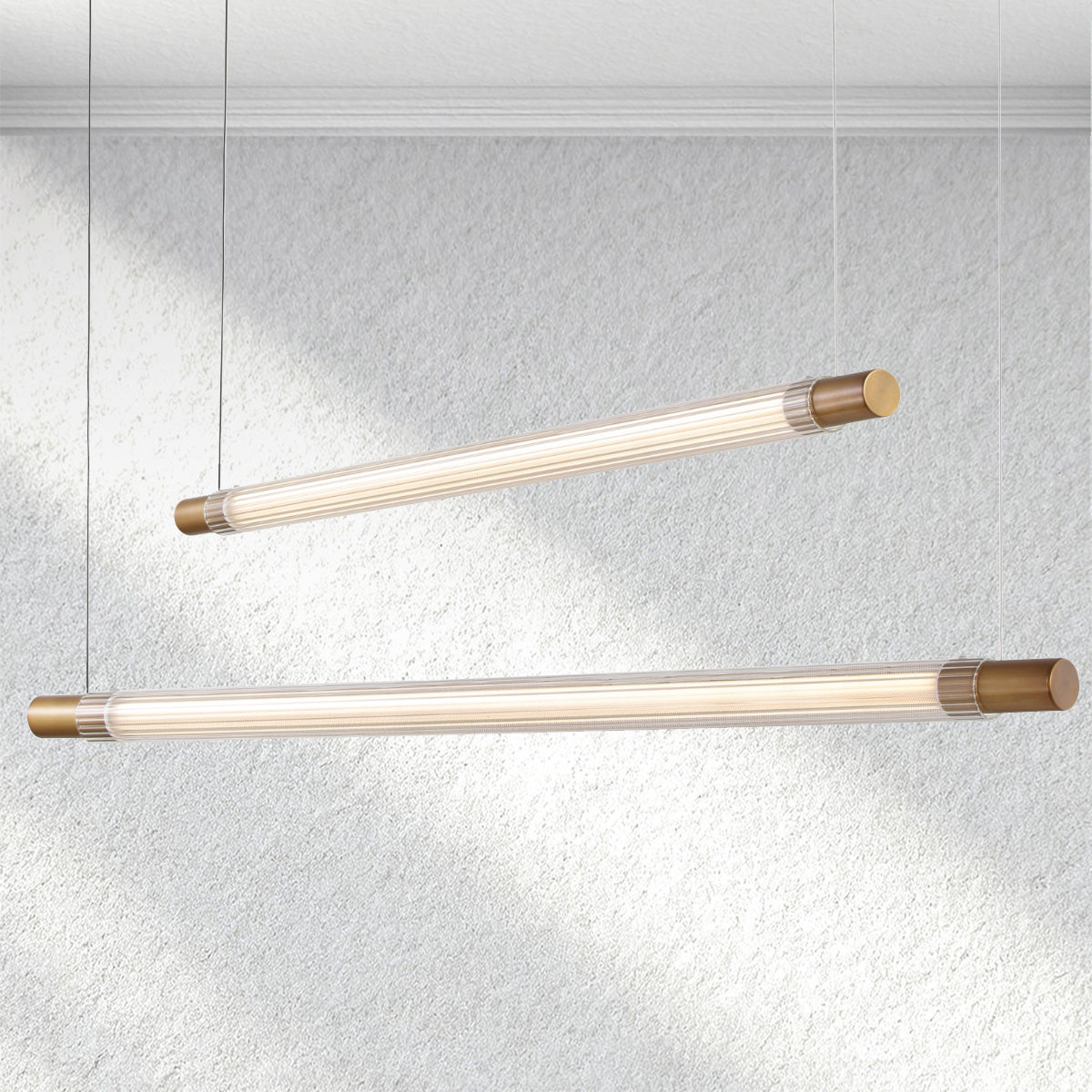 Everglow Ribbed Glass Linear Chandelier - XYlight