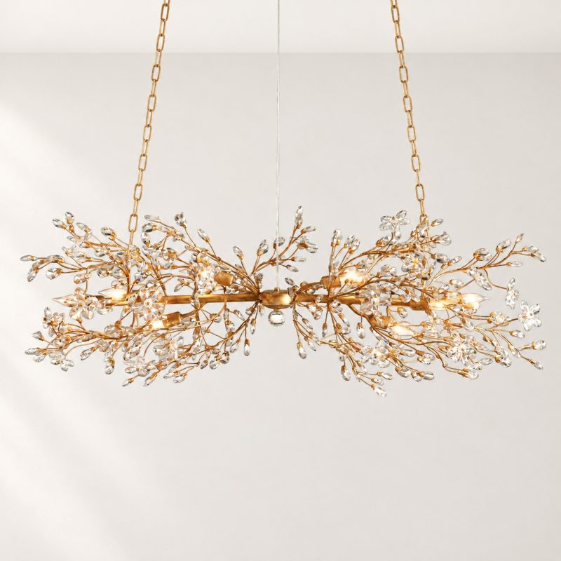 Fiore Linear Floral Crystal Chandelier