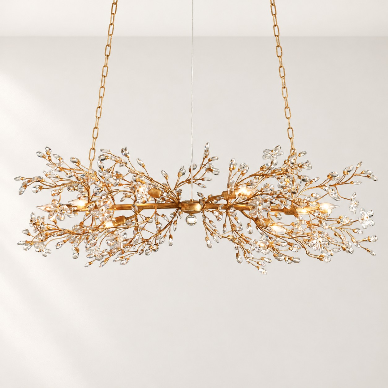 Fiore Linear Floral Crystal Chandelier - XYlight