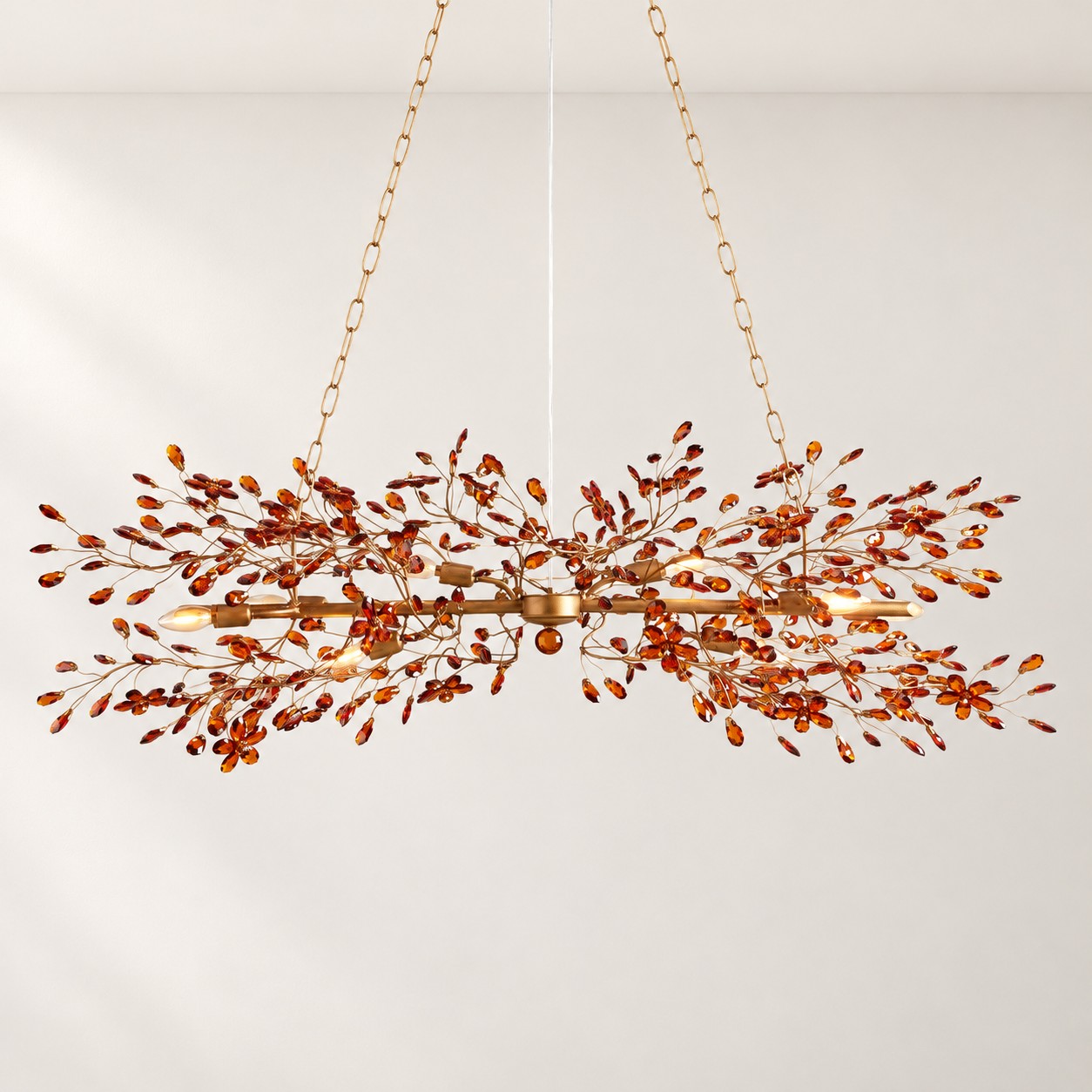 Fiore Linear Floral Crystal Chandelier - XYlight