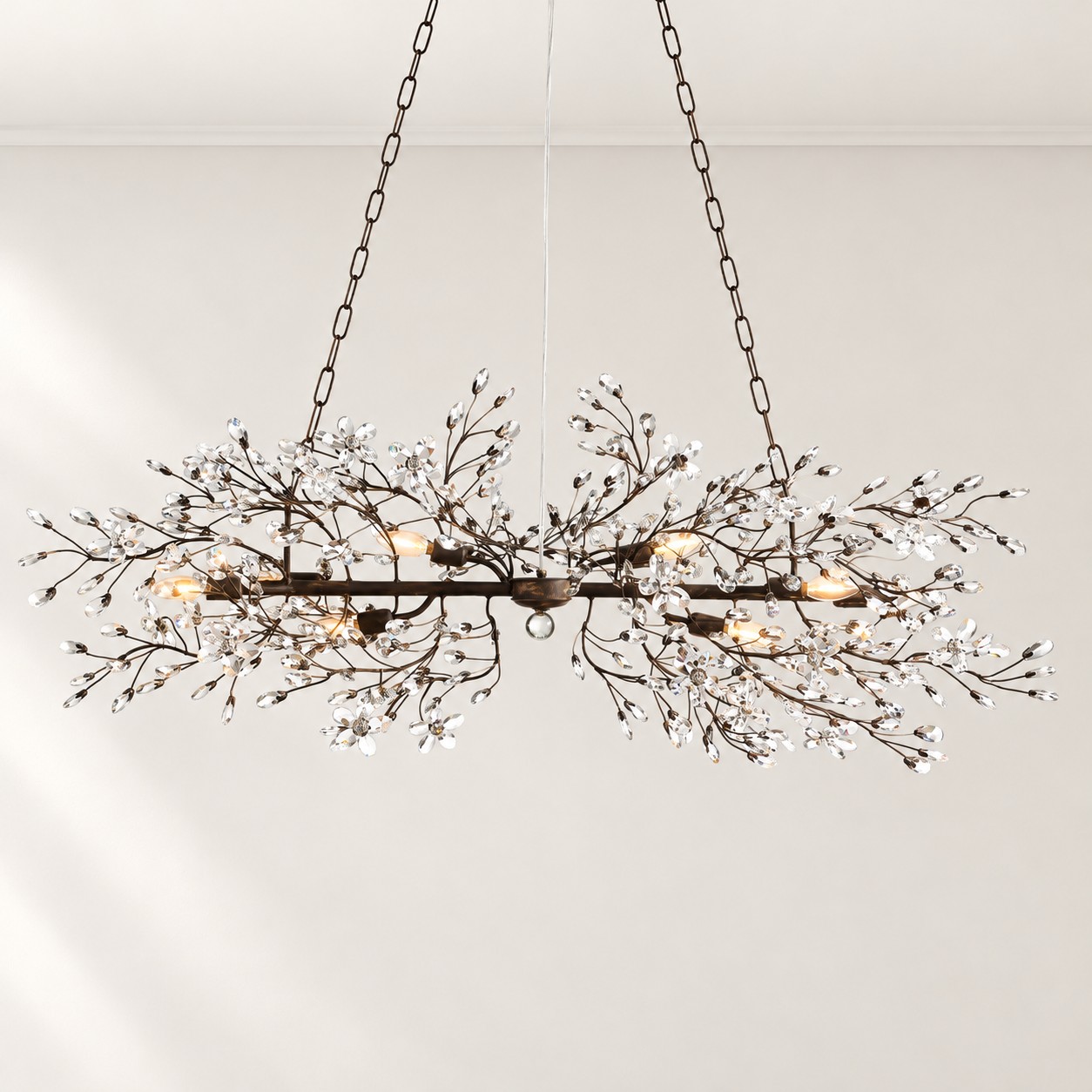 Fiore Linear Floral Crystal Chandelier - XYlight