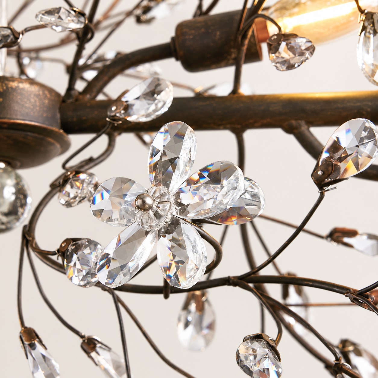 Fiore Linear Floral Crystal Chandelier - XYlight