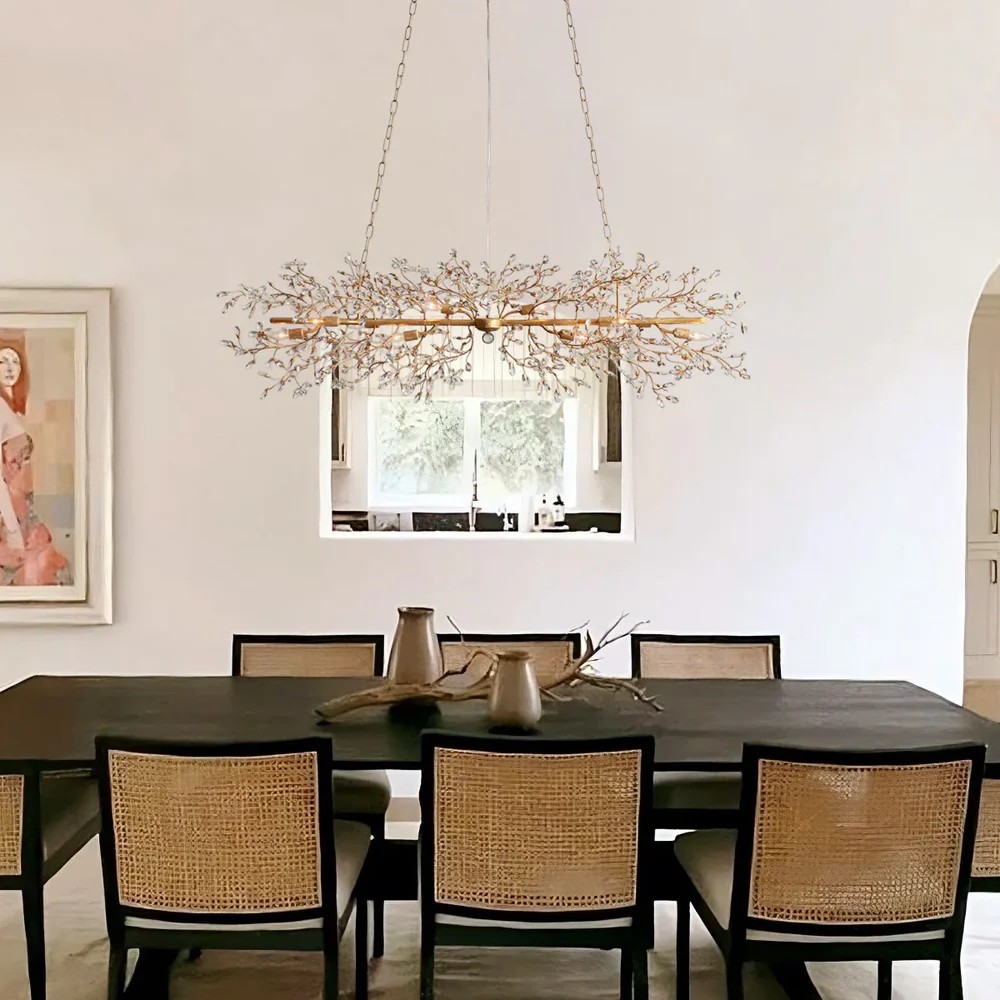 Fiore Linear Floral Crystal Chandelier - XYlight