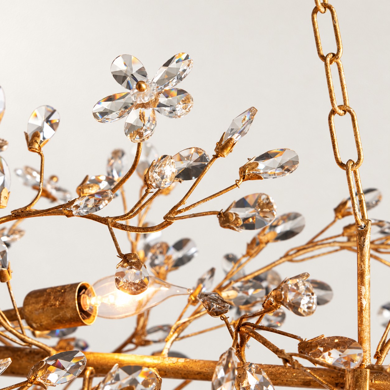 Fiore Linear Floral Crystal Chandelier - XYlight