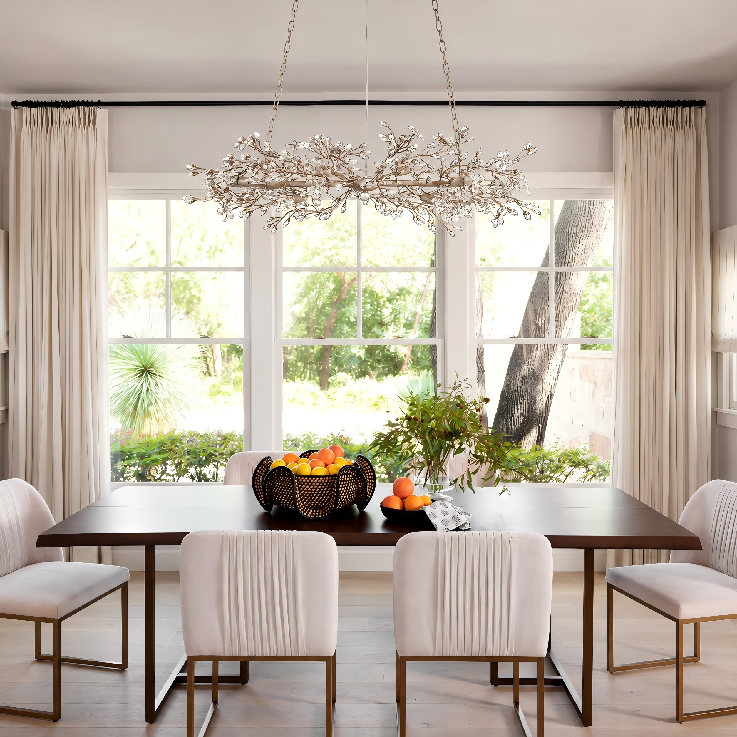Fiore Linear Floral Crystal Chandelier - XYlight