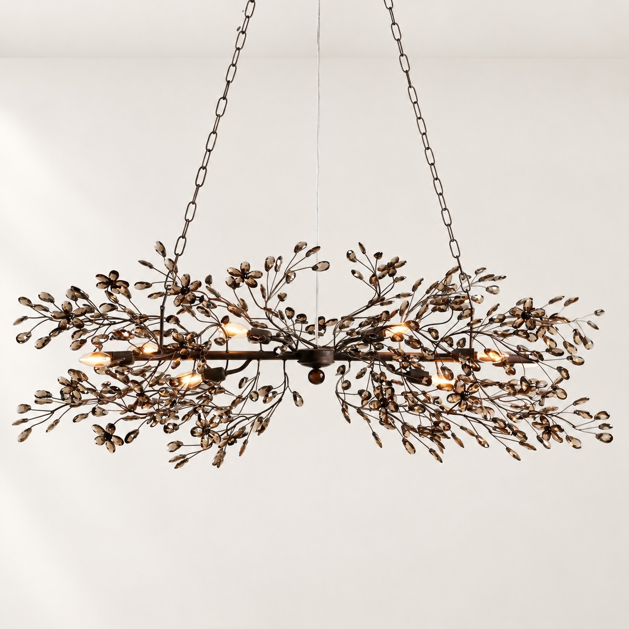 Fiore Linear Floral Crystal Chandelier - XYlight