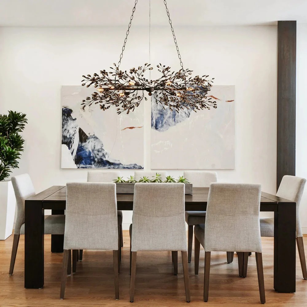 Fiore Linear Floral Crystal Chandelier - XYlight