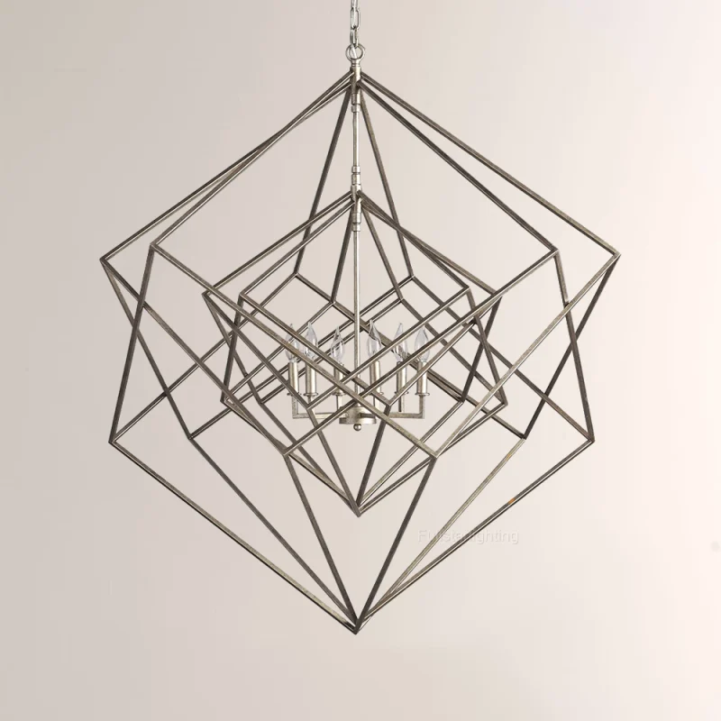 Geode Metal Six-Light Chandelier 44¼”