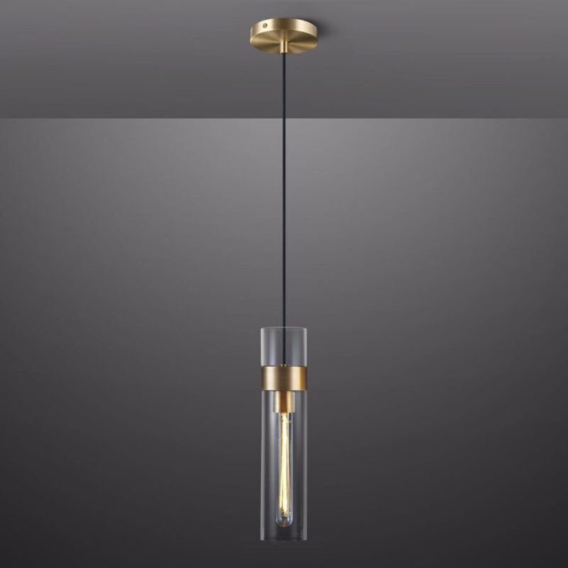 Glass Tube Brass Pendant Lights 1 Light/7 Lights