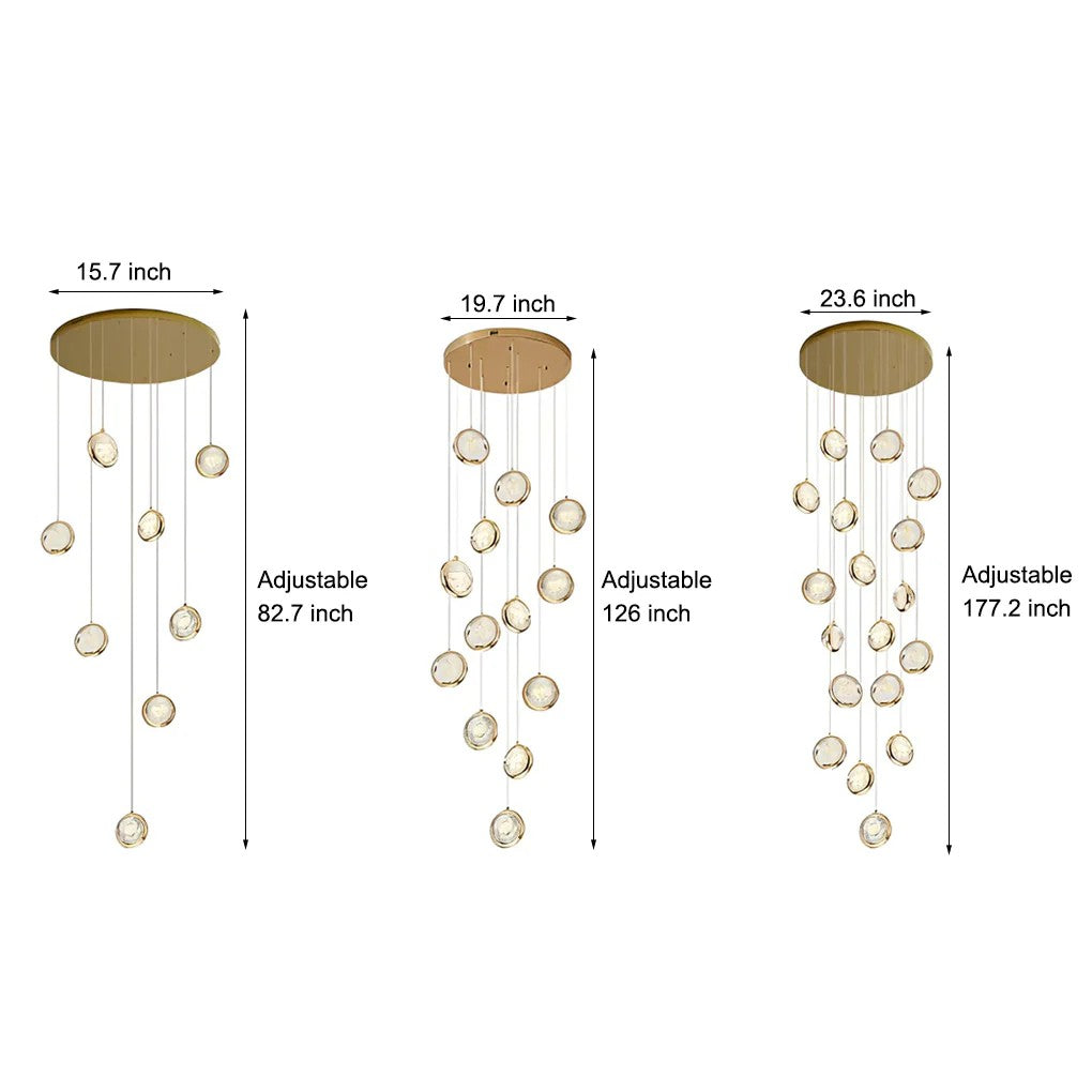 Global Crystal Cluster Adjustable Luxury Staircase Modern Long Chandelier - XYlight