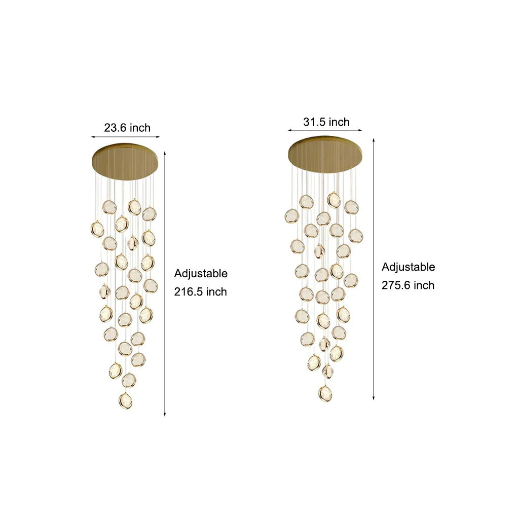 Global Crystal Cluster Adjustable Luxury Staircase Modern Long Chandelier - XYlight