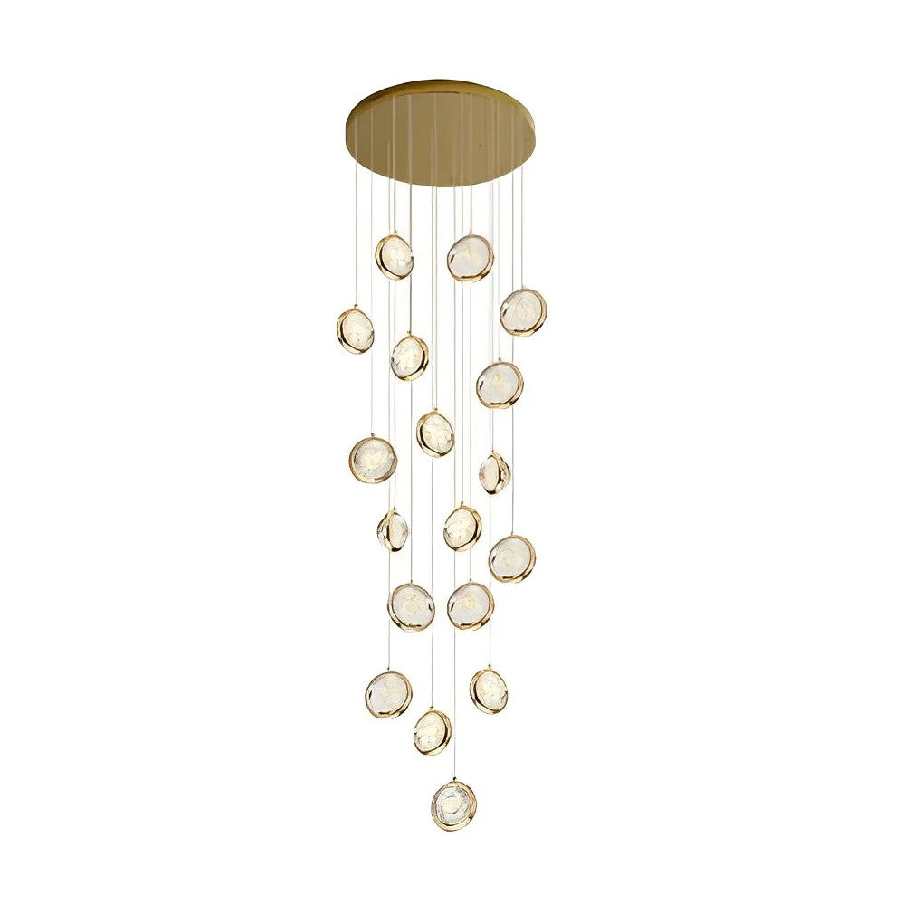 Global Crystal Cluster Adjustable Luxury Staircase Modern Long Chandelier - XYlight