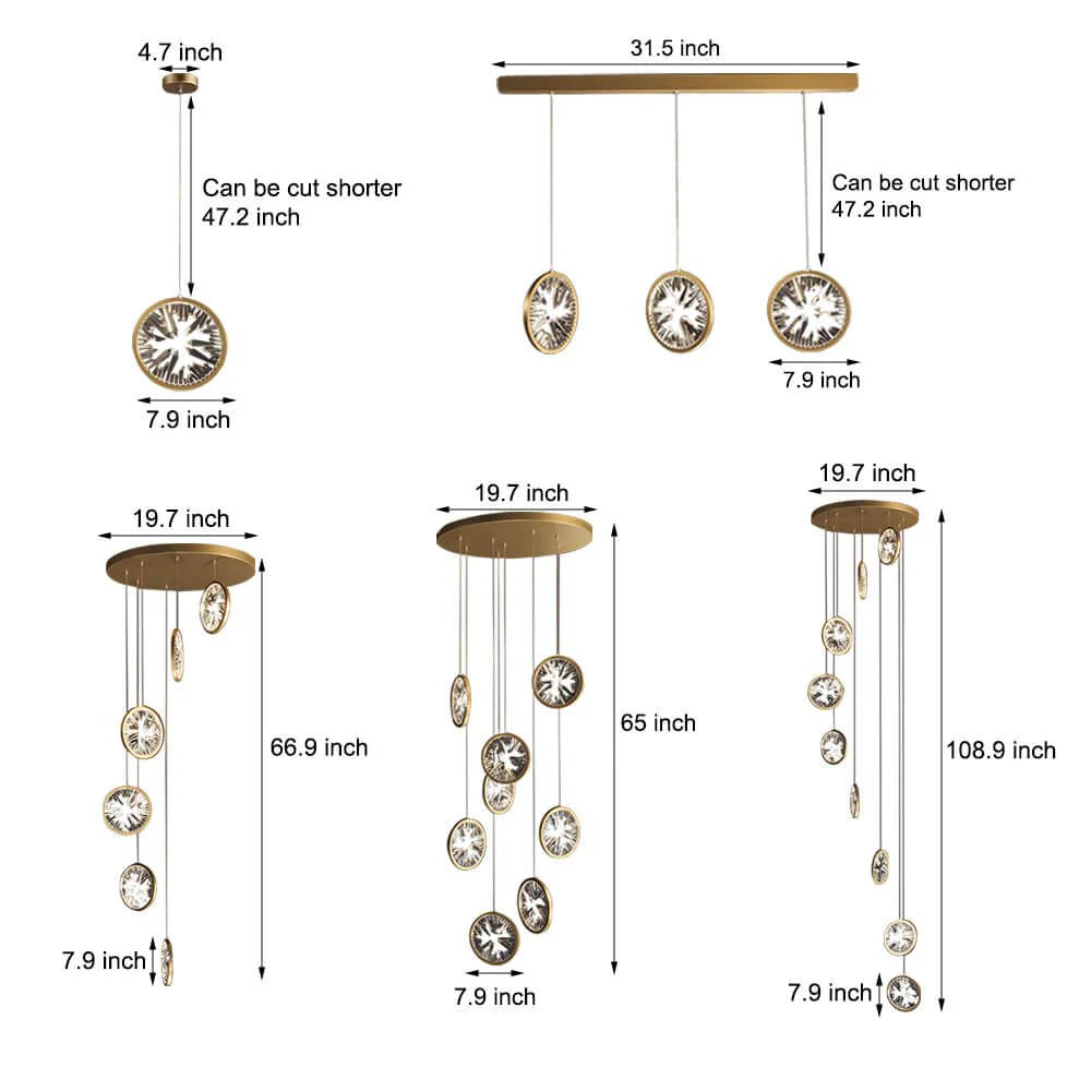 Gold Crystal Staircase Chandelier - XYlight
