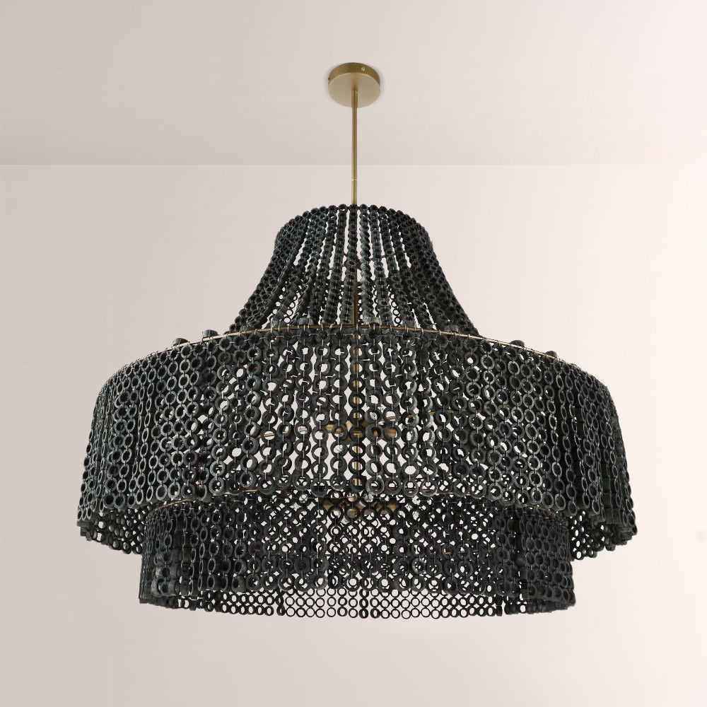 Hamlet Large Beaded Wood Chandelier - XYlight