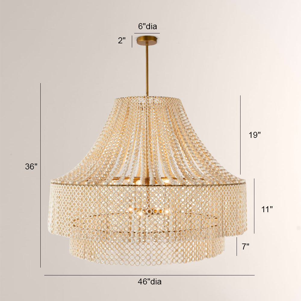 Hamlet Large Beaded Wood Chandelier - XYlight