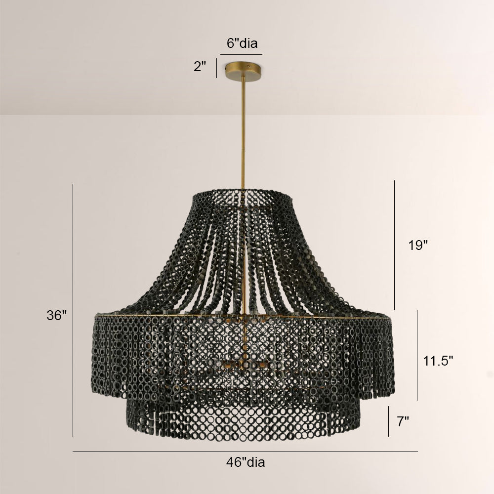 Hamlet Large Beaded Wood Chandelier - XYlight