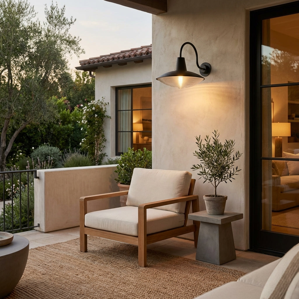 Haven Blackened Iron Ribbed Glass Outdoor Sconce - XYlight