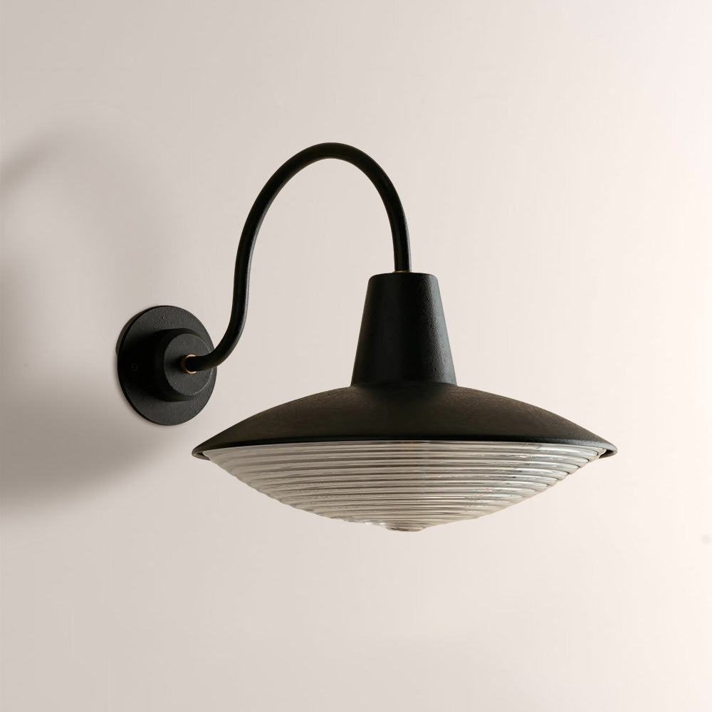 Haven Blackened Iron Ribbed Glass Outdoor Sconce - XYlight