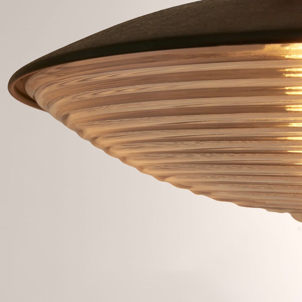 Haven Blackened Iron Ribbed Glass Outdoor Sconce - XYlight