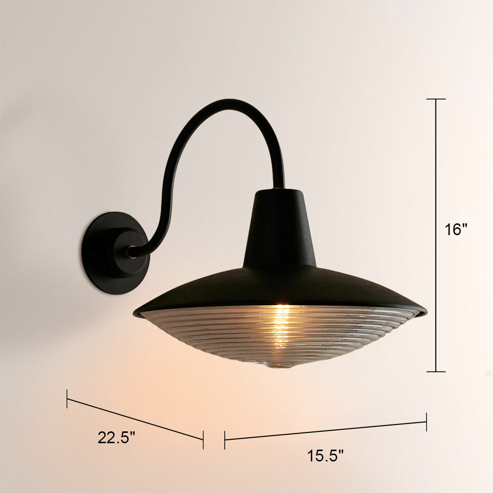 Haven Blackened Iron Ribbed Glass Outdoor Sconce - XYlight