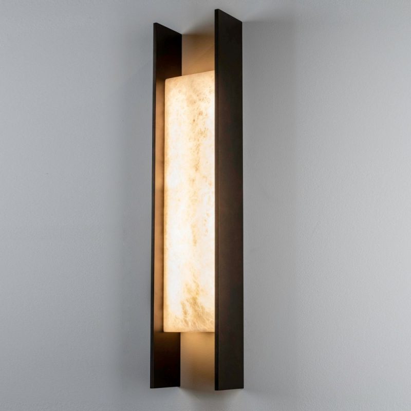 IDA Modern Natural Alabaster Linear Wall Sconce