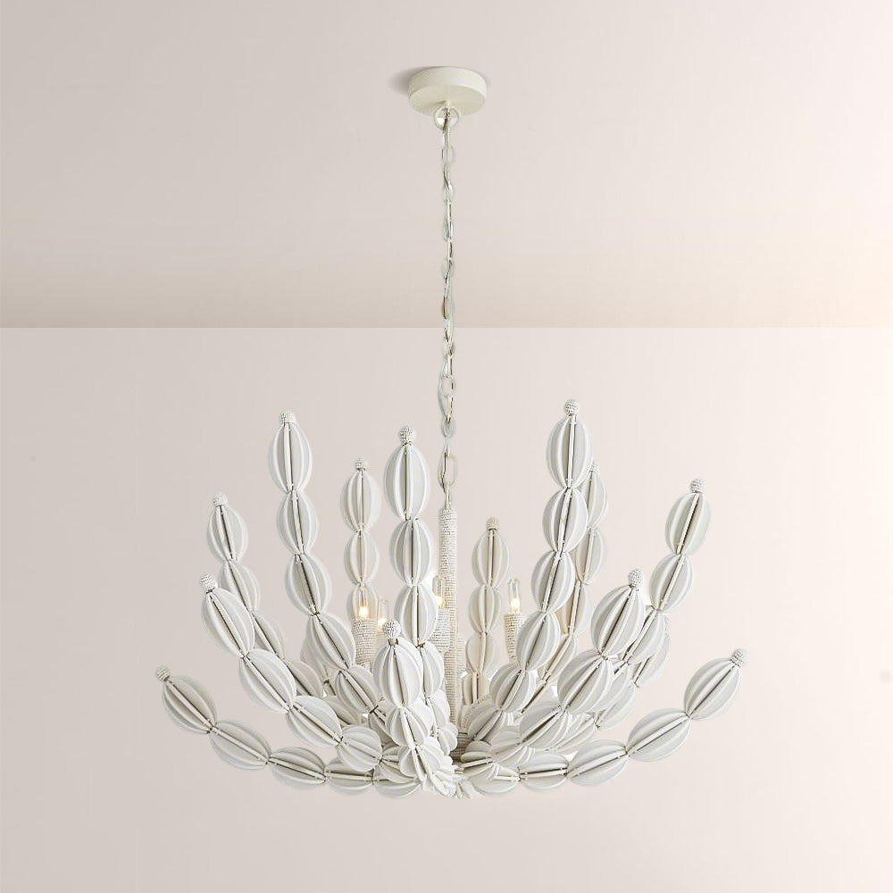 Indi White Wood Chandelier - XYlight