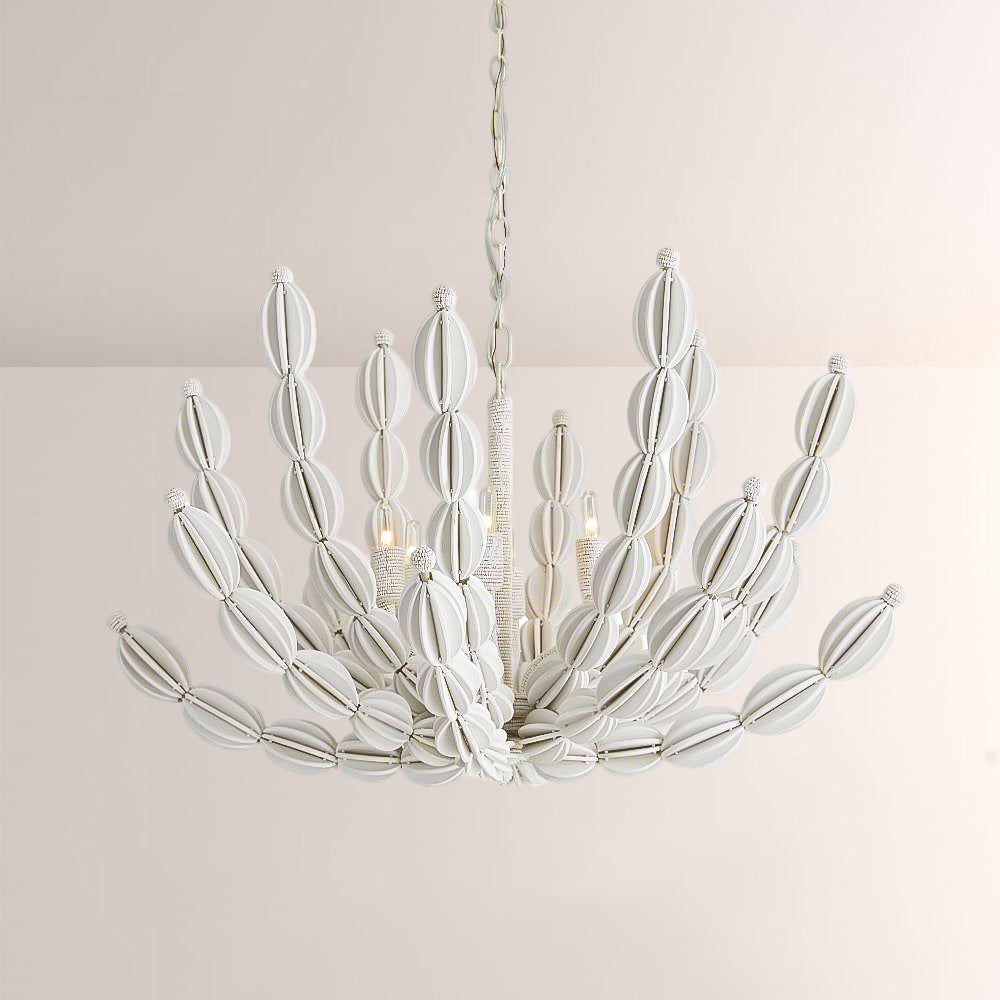 Indi White Wood Chandelier - XYlight