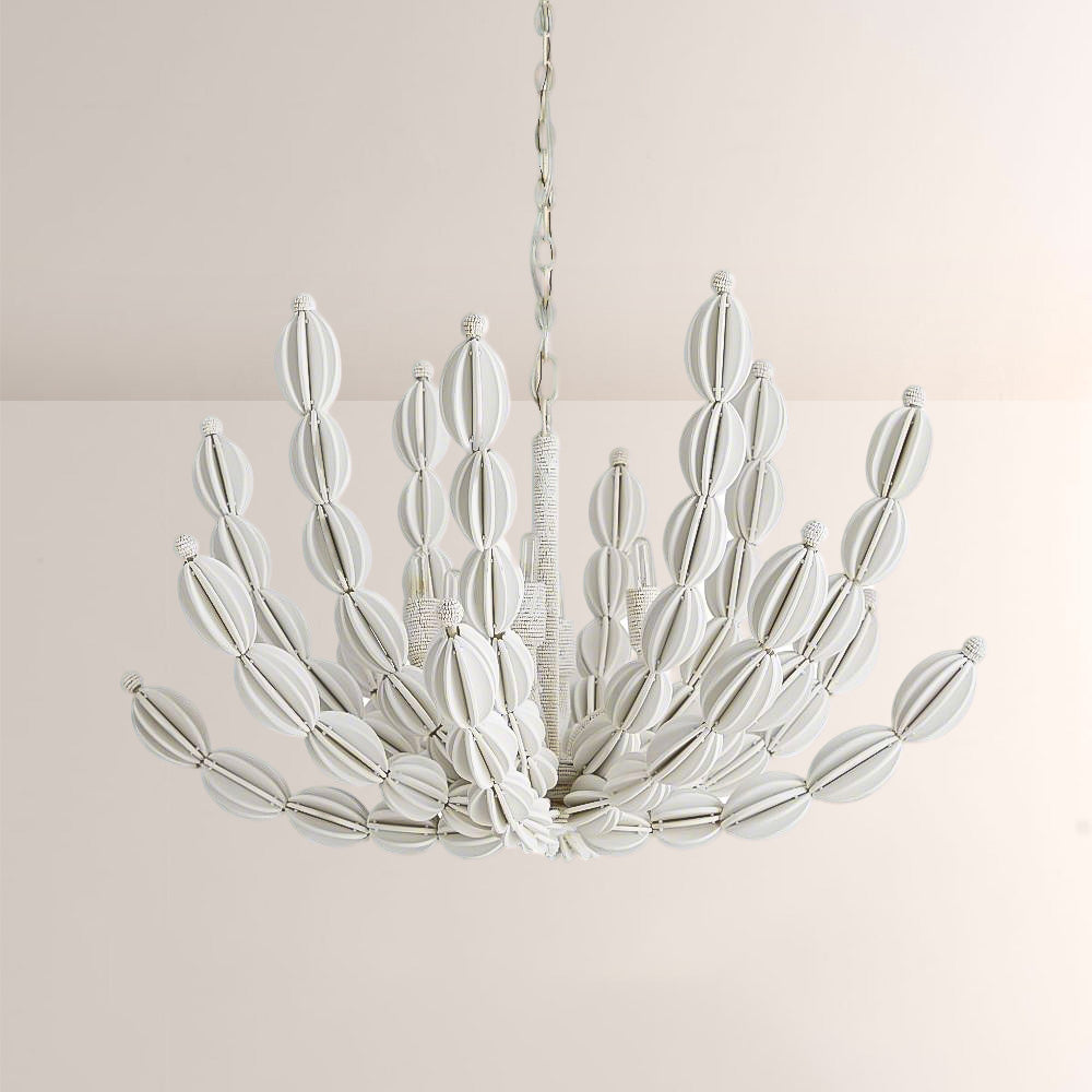 Indi White Wood Chandelier - XYlight