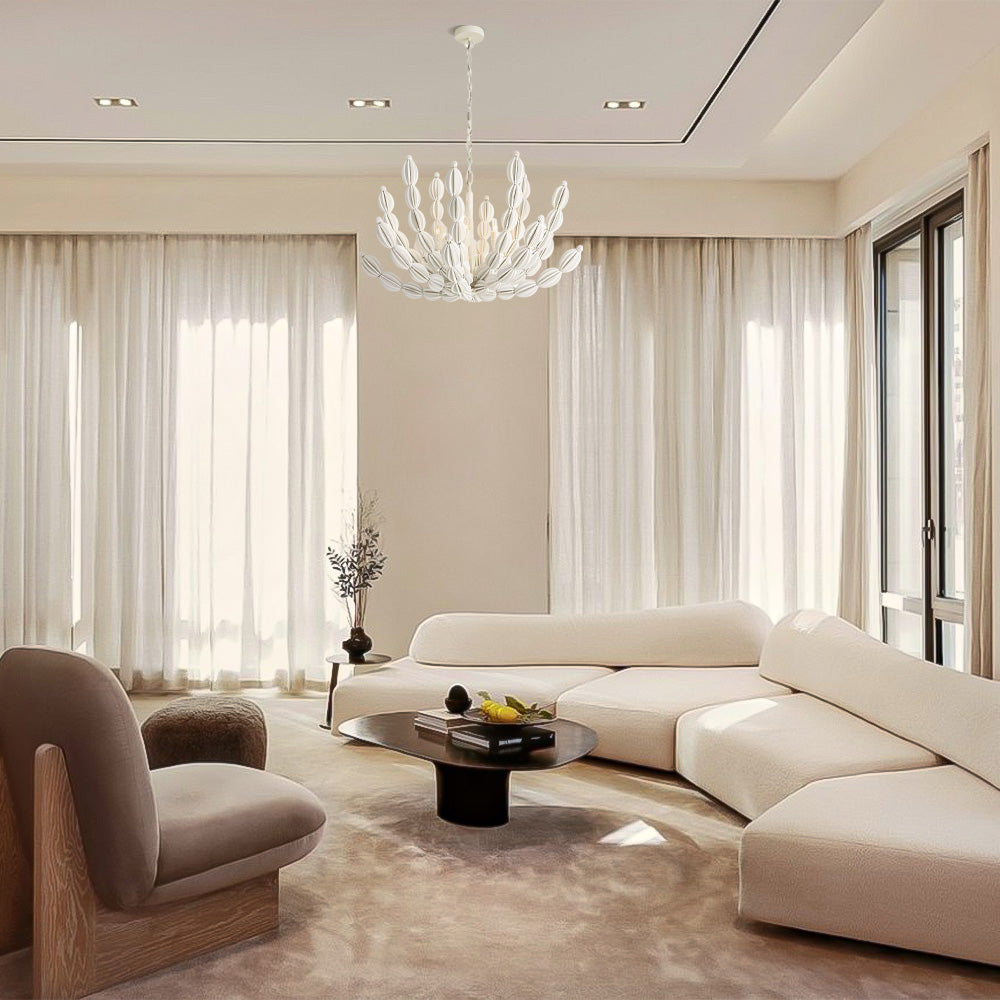 Indi White Wood Chandelier - XYlight