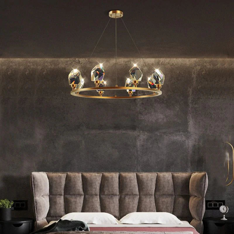 Irene Faceted Crystal Prisms Round Chandelier - XYlight