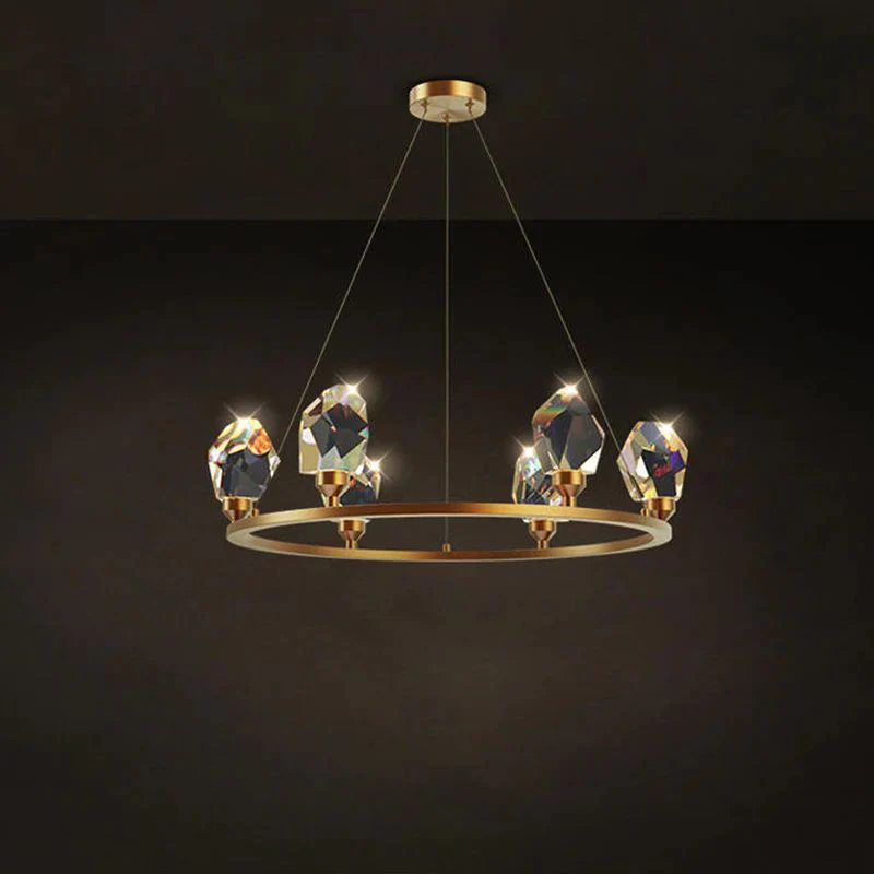Irene Faceted Crystal Prisms Round Chandelier - XYlight