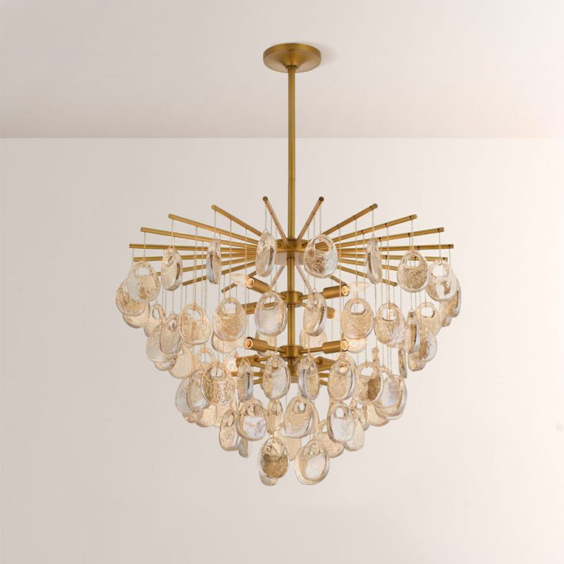 Jacksia Amber Seedy Glass Round Chandelier