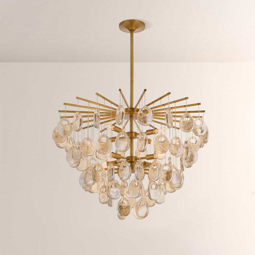Jacksia Amber Seedy Glass Round Chandelier - XYlight