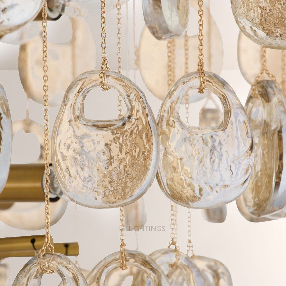 Jacksia Amber Seedy Glass Round Chandelier - XYlight