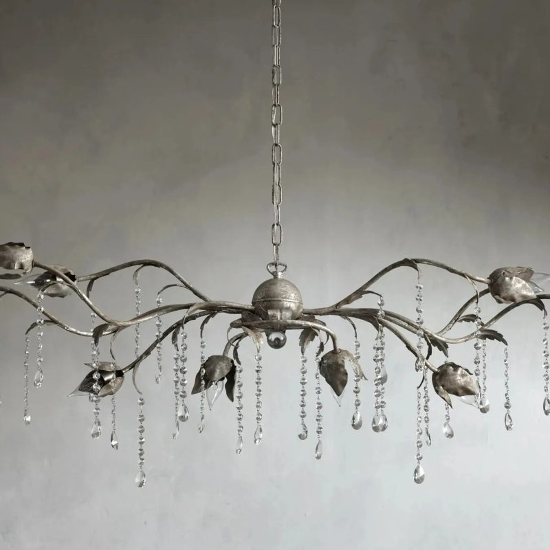 Kalie Crystal Rectangular Chandelier 52″- Silver