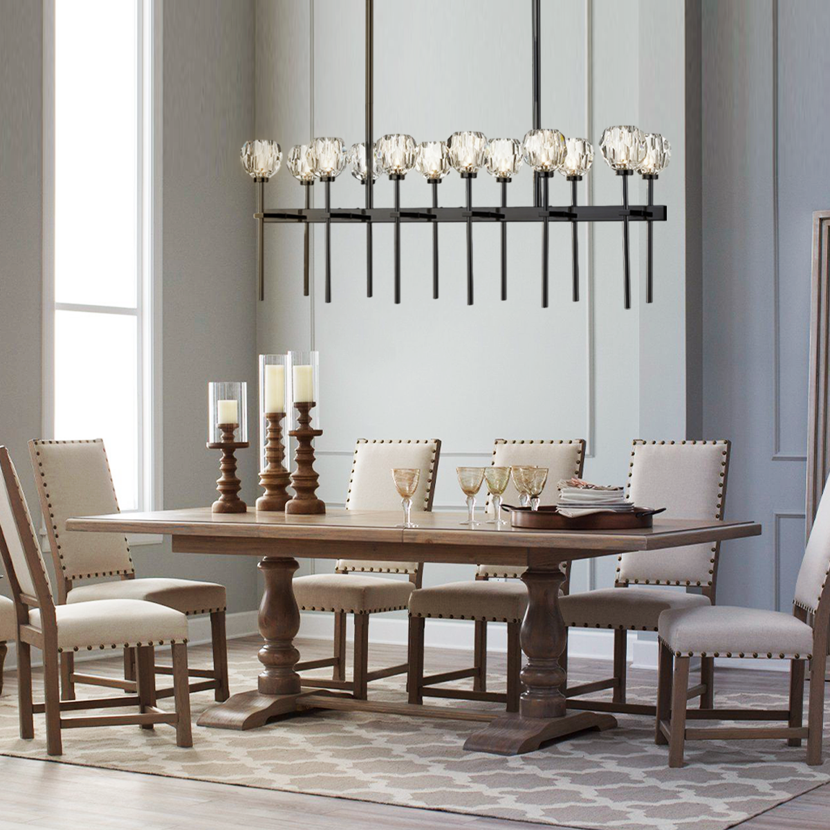 Kelivorne Clear Glass Linear Chandelier - XYlight