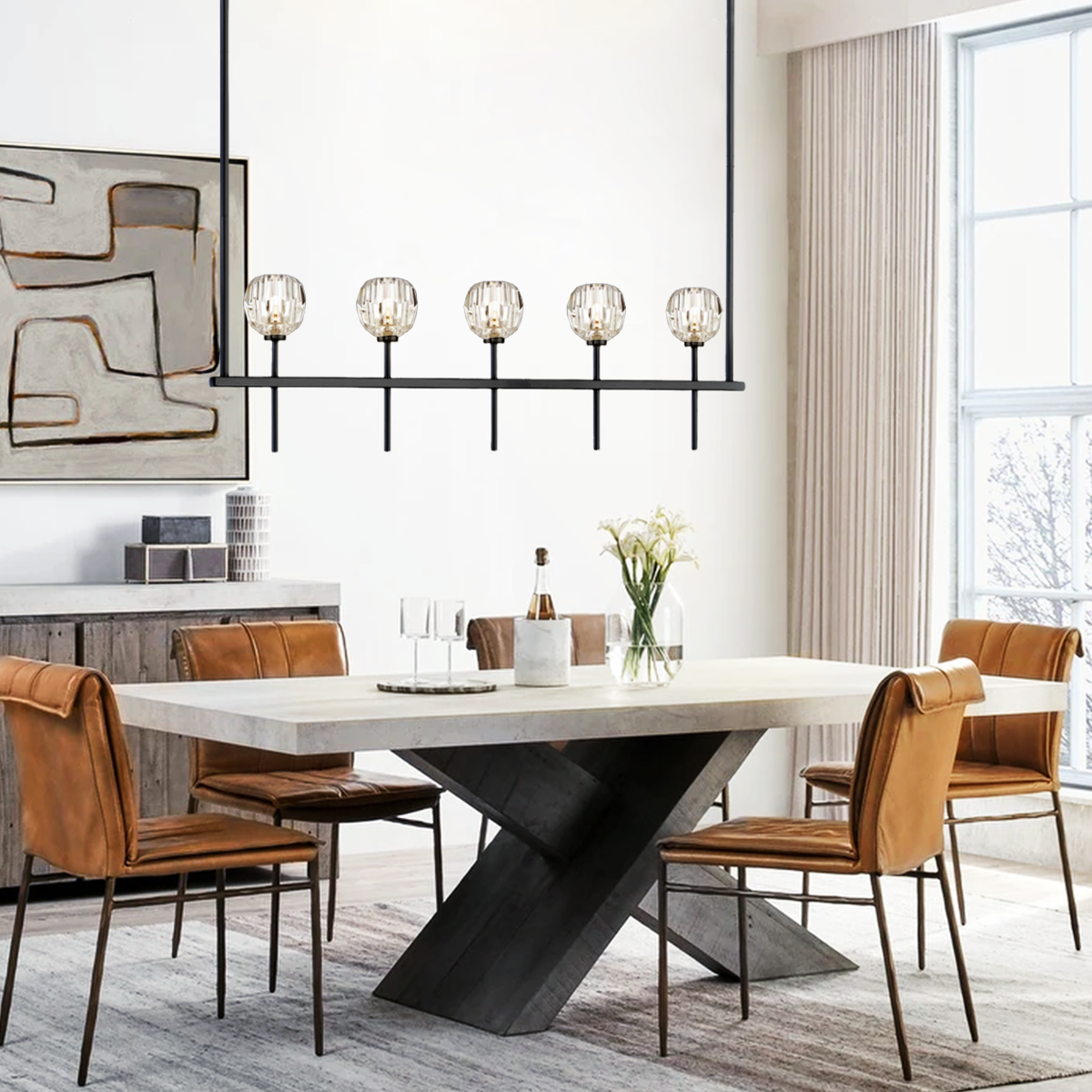 Kelivorne Clear Glass Linear Chandelier - XYlight