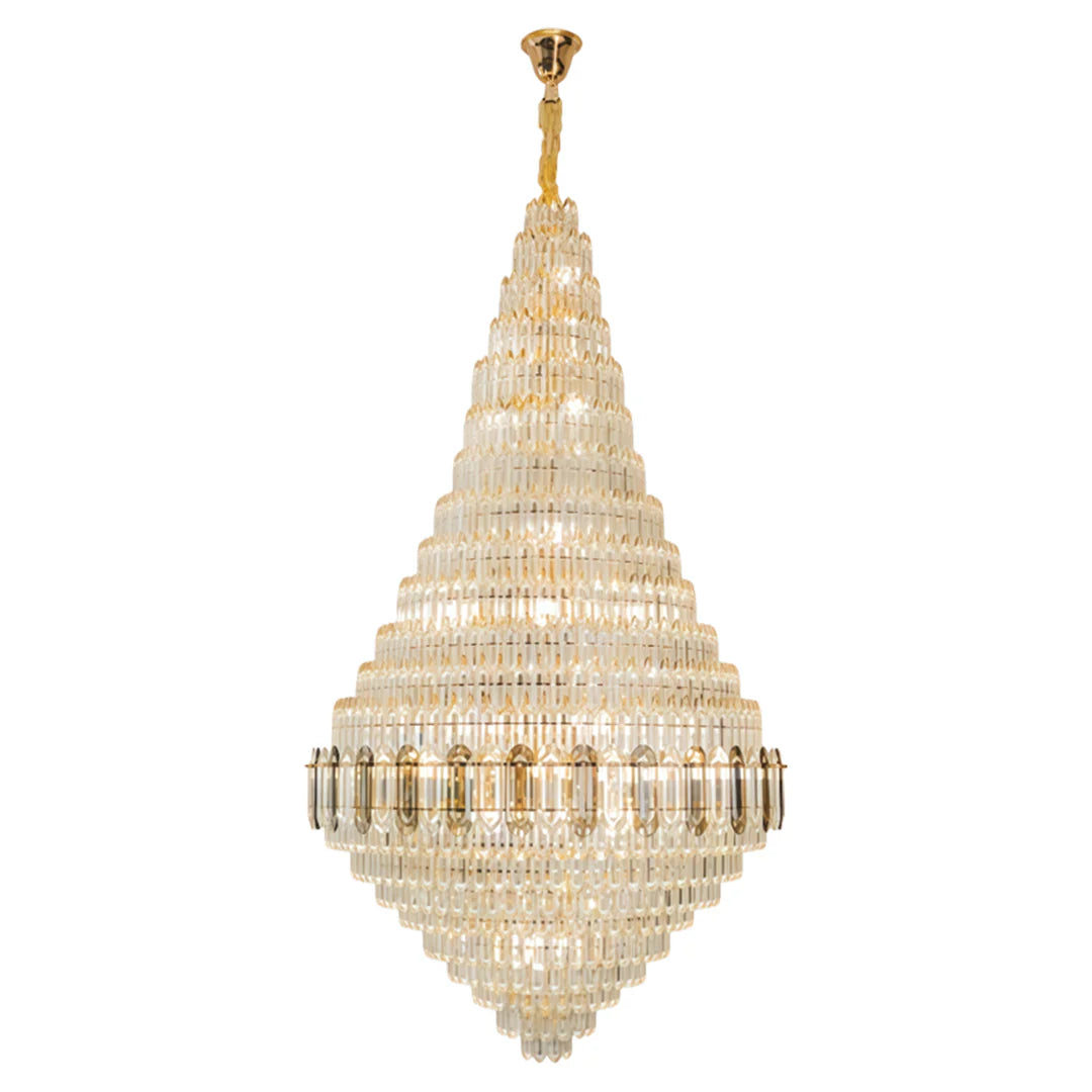 Large Gold Chandelier Luxury Art Glass - XYlight