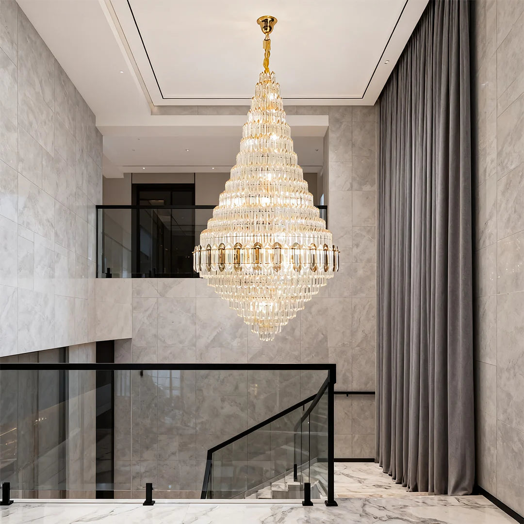 Large Gold Chandelier Luxury Art Glass - XYlight