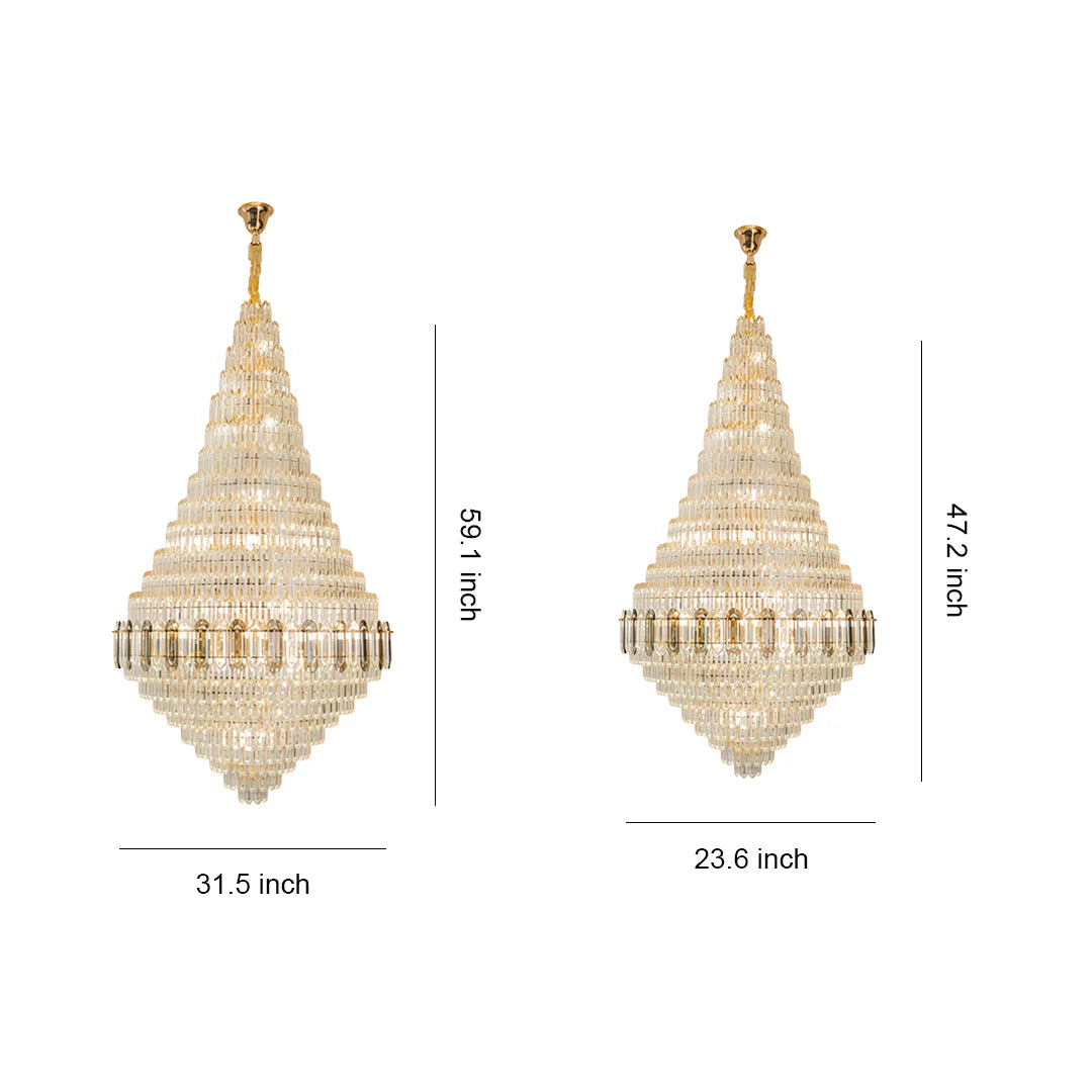 Large Gold Chandelier Luxury Art Glass - XYlight